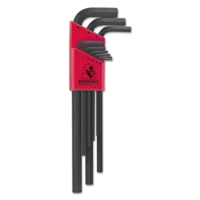 Hex L-Wrench Key Set, 9 per Holder, Hex Tip, Metric, 1-1/2 mm to 9 mm