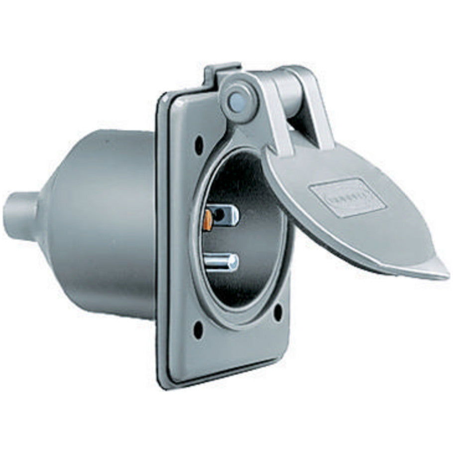 Insulgrip Flange Inlet, Weatherproof/Marine Straight Blade, 15A, 125V, 2P3W, Gray