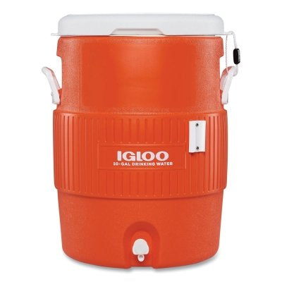 Seat Top Water Jug, 10 gal, Orange/White