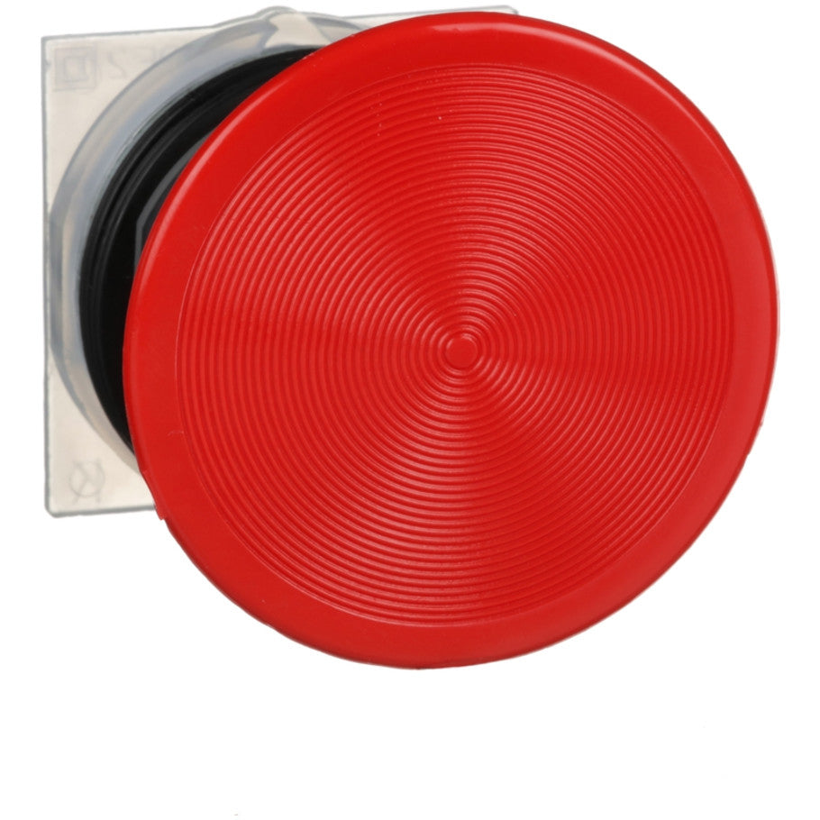 Non-Illuminated 30mm Pushbutton Operator, Momentary, No Contacts, 2-1/4 in. Diameter Snap-In Plastic Mushroom Button, Red