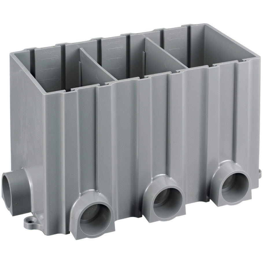 3-Gang Rectangular PVC Box, 3.00" Minimum Depth of Pour