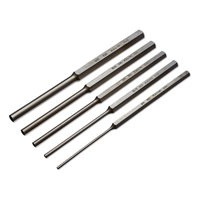 5 Pc Extra Long Pin Punch Kits, Round, English, Pouch