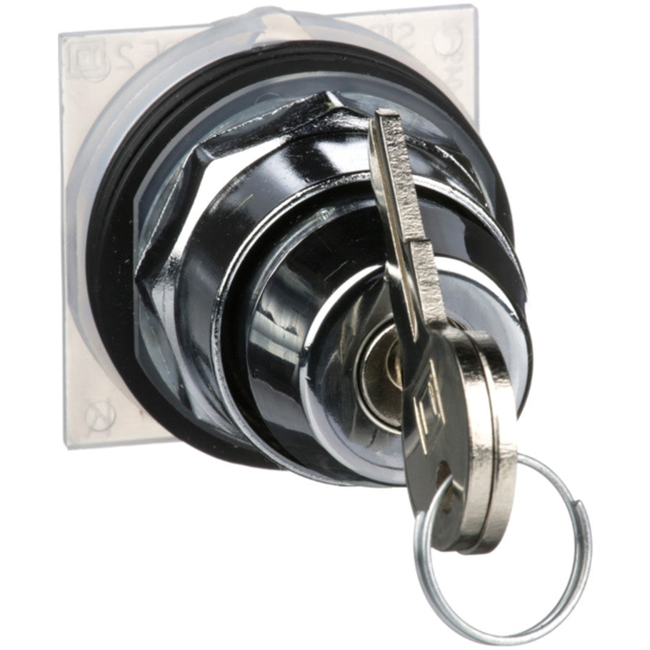 Non-Illuminated 3-Position Selector Switch Key Operated with Left, Center and Right Withdrawal