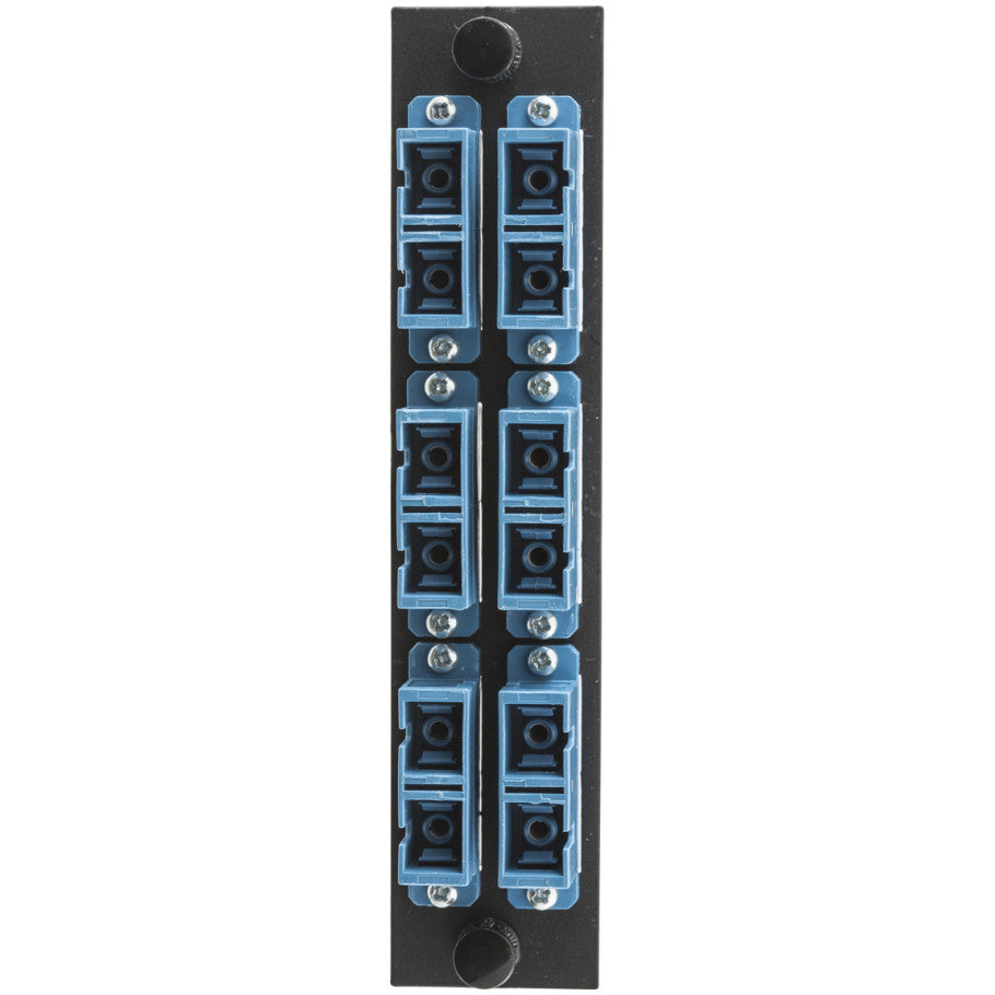 Fiber Optic Panel Adapter, 12-Fiber, 6) SC Duplex, Zircon Sleeves, Blue