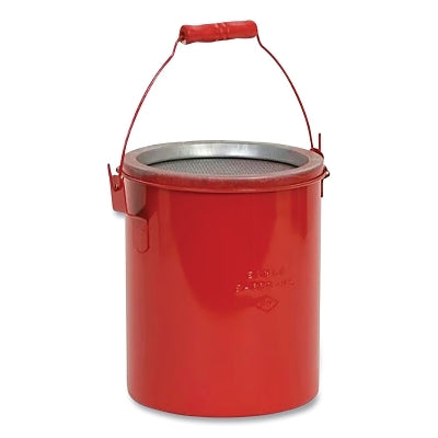 Bench and Daub Can, 5.7 qt Capacity, Red, Galvanized Steel, Bench Can with Lid