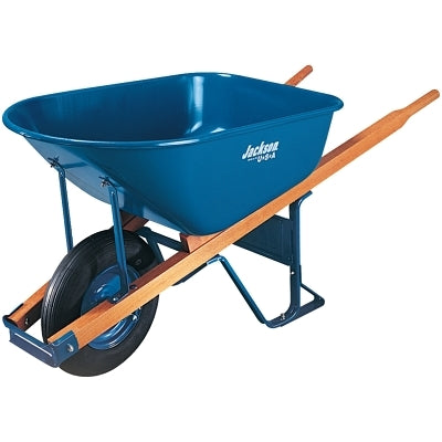Jackson Steel Contractors Wheelbarrows, 6 cu ft, Pneumatic, Oilube Bearing, Blue