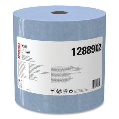 WypAll POWERCLEAN X90 Ultra Duty Cloth, Denim Blue, 11.8 in W x 12.6 in L, 450/Roll, Roll Only, Dispensers Sold Separately