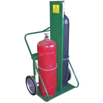 150 Series Cart, Holds 2 Cylinders, 9-1/2 in to 12-1/2 in dia, 14 in Semi-Pneumatic Wheels, with Firewall
