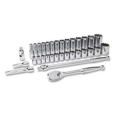Standard & Deep SAE Mechanics Tool Set, 1/2 in, 6 Point, Standard/Deep SAE