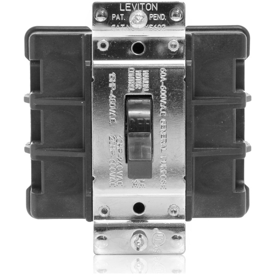 Toggle Switch, Industrial, 60A, 600V, 2-Pole, Black