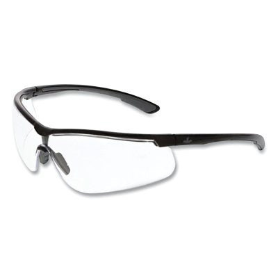 Klondike KD7 Series Safety Glasses, Polycarbonate Clear Lens/Black Frame, Black/Gray Temple, Duramass Hard Coat