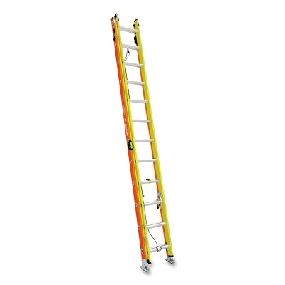 GLIDESAFE Extension Ladder, T6224-2GS, Type IA, 24 ft L, 19 in W, 300 lb Load Capacity, Yellow/Orange