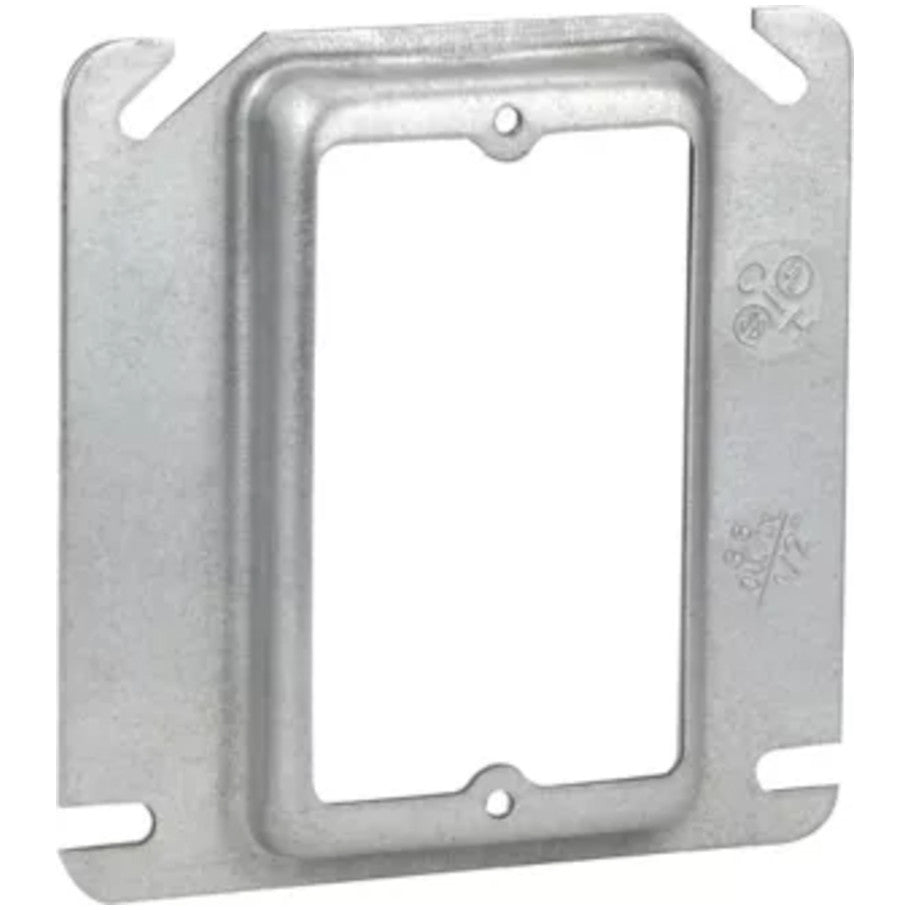 Mud Ring, Steel, 4 in. Square Outlet Box, 1-Device, 1/2 in. Raised