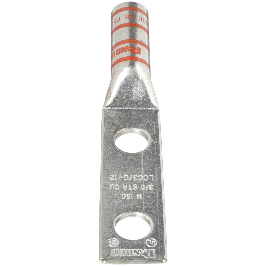 Long Barrel Lug, Orange, 2-Hole, 3/0 AWG, 1/2 in.