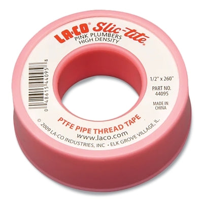 Slic-Tite PTFE Thread Tape, 260 in L, 1/2 in W, 3 mil, Pink