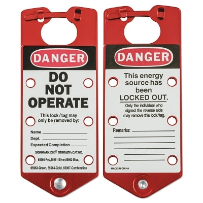 RED LABELLED LOCKOUT HASP ALUMINIUM EA=PK/5