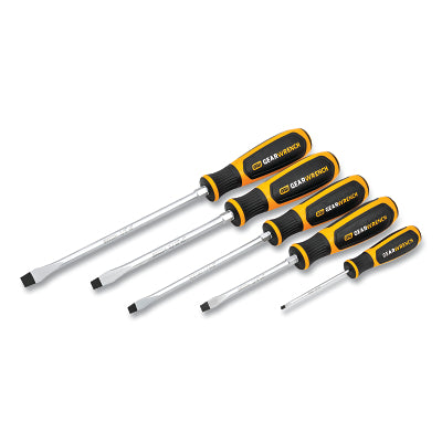 Dual Material Screwdriver Set, 1/8 in to 3/8 in Size Range, 5-Pc Slotted with Tray