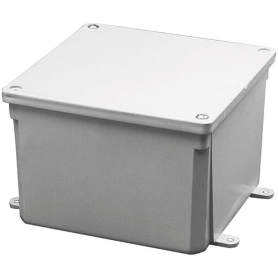 Carlon NEMA Type 6P Junction Box, Foam-in-Place Gasketed Lid, Molded, Thermoplastic, 6 x 6 x 4 in.