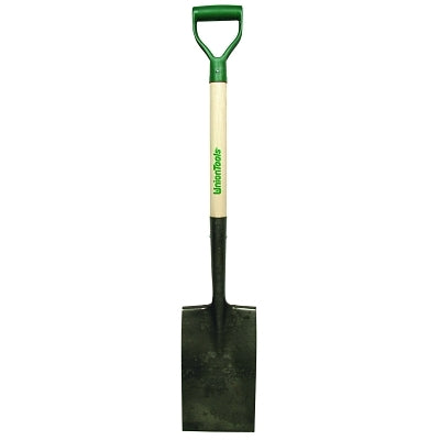 Garden Spade with Poly D-Grip, 12 in L x 7.25 in W Open-Back/Turned Step Blade, 28 in L White Ash Handle