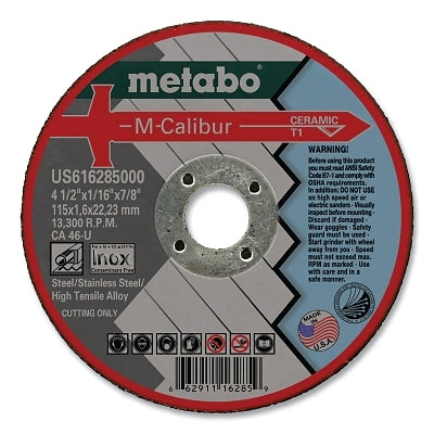 M-Calibur CA46U Grinding Wheels for Stainless Steel Type 1 6 in dia .045 in Thick 7/8 in Arbor 10200 RPM