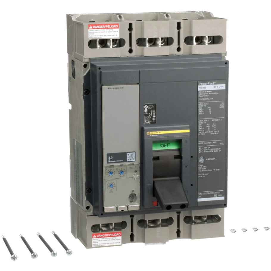 PowerPact PGL Series Molded Case Circuit Breaker, 3/0 AWG to 500 Kcmil, 600V ac, 18 kA, 12.86 H x 8.27 W x 8.05 D in.