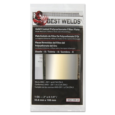 Gold Coated Filter Plate, Gold/8, 2 in x 4.25 in, Polycarbonate