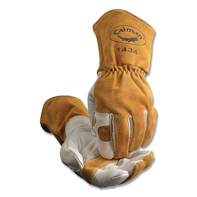 MIG/Multi-Task Cow Grain Welding Gloves, Large, White/Gold
