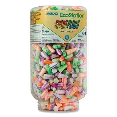 EcoStation Dispenser Snap-In Earplug Refill, Recyclable Bottle, Foam Earplugs, Multi-Colored Swirls/Streaks, SparkPlugs