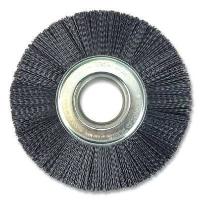 Burr-Rx Crimped Filament Wheel Brush, 8 in dia, 7/8 in W Face, Abrasive Nylon, 4000 rpm