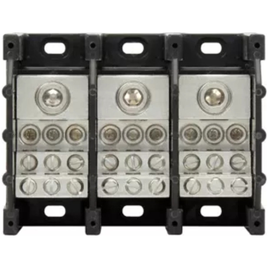 Power Distribution Block, 310A Splicer Connection, Line 350kcmil- 6CU-AL, Load (6) 2- 14CU  2- 8AL/(3)1/0- 14CU 1/0- 8AL, 3-Pole