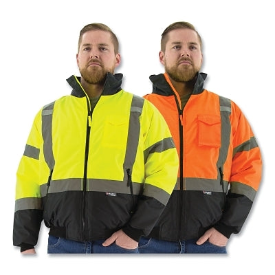 High Visibility Waterproof Bomber Jacket, with Quilted Liner, Polyester/Polyurethane Coating, 2X-Large, Yellow/Black