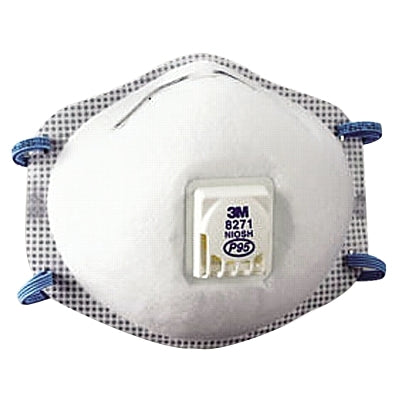 3M 8271 P95 Particulate Respirator, Half Facepiece, Oil/Non-Oil Particles, white