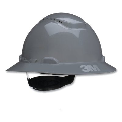 3M H-808SFV-UV SecureFit Pressure Diffusion Ratchet Suspension w/UVicator Hard Hats and Caps, Full Brim, Vented, Gray