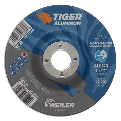 Aluminum Combo Wheels, 5 in Dia., 7/8 in Arbor, Type 27, 24 Grit, Alum. Oxide