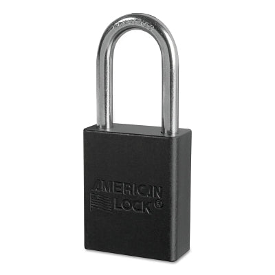 Solid Aluminum Padlock, 1/4 in dia, 1-1/2 in L x 3/4 in W, Black