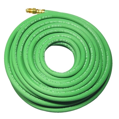 Grade R Single-Line Welding Hose, 1/2 in, 100 ft, CC Fittings, Oxygen, Green