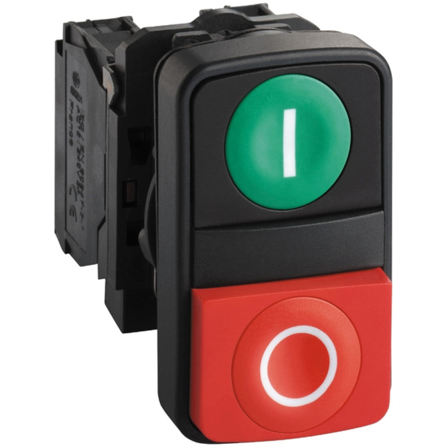 Harmony XB5 Series Double Headed Pushbutton, Plastic/Alloy, 600V, 10A, Rectangular Head, 50 H x 30 W x 59 D mm
