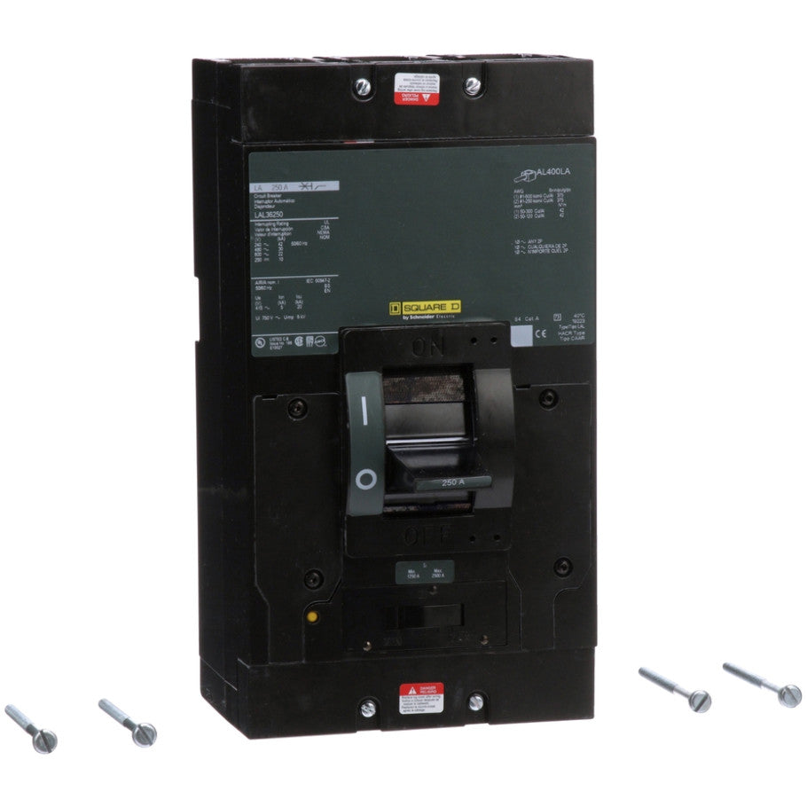 Circuit breaker, LA, 250A, 3 pole, 600VAC, 22kA, 250VDC, 10kA, lugs, thermal magnetic