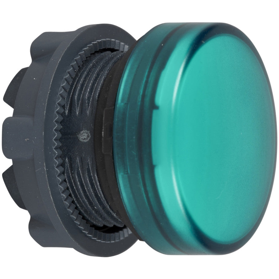 Head for pilot light, Harmony XB5, metal, green, 22mm, plain lens for BA9s bulb