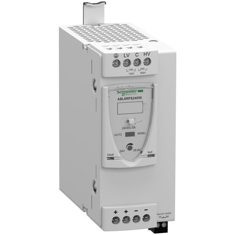 Phaseo ABL8 Regulated Switch Mode Power Supply (SMPS), 100-500 Vac, 24 Vdc, 5A, 120W