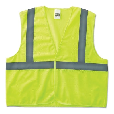 Class 2 Economy Safety Vests with Pocket, Hook/Loop Closure, S/M, Lime