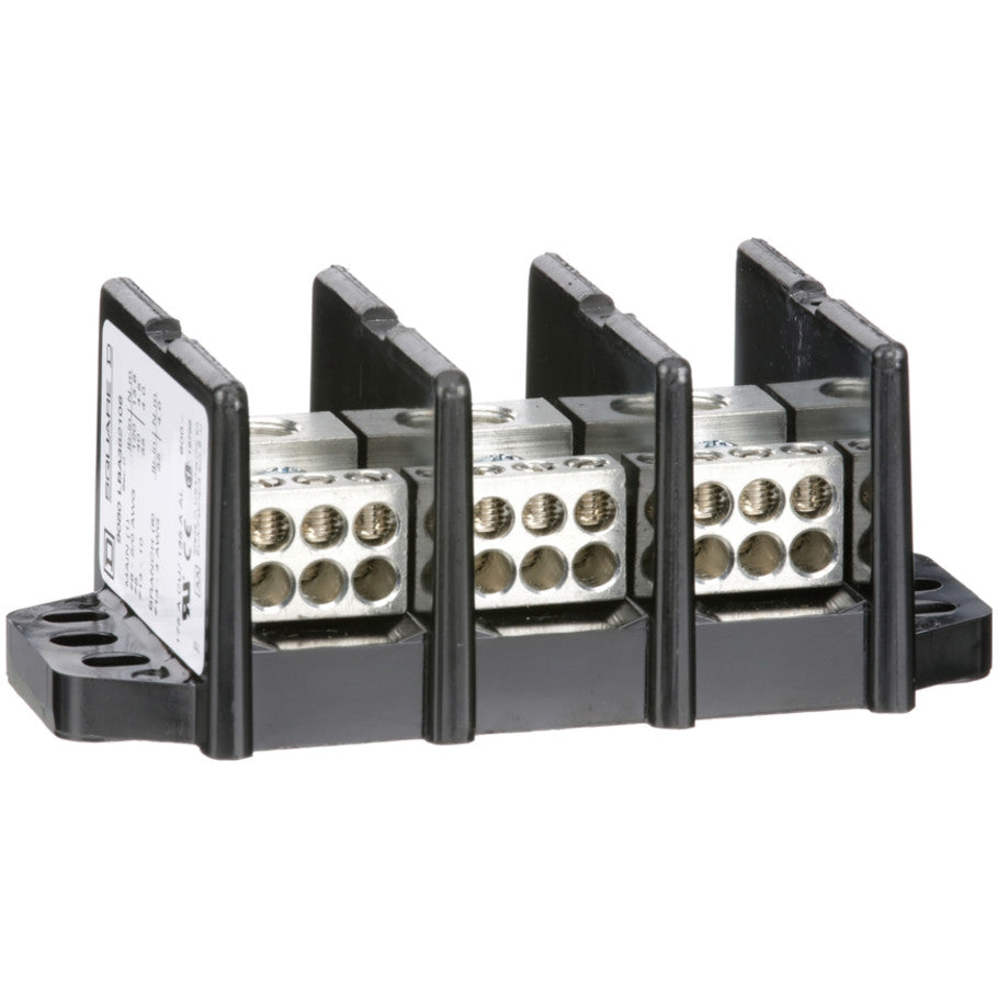 Power distribution block, Linergy, 3 pole, 1 line, 6 load, 175A Cu, 135A Al, 600V