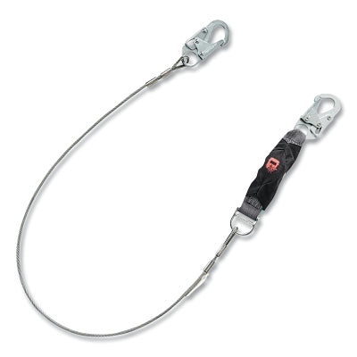 V-SERIES Leading Edge Safety Lanyard, 6 ft, Single, Small Snaphooks, High Heat Cable, Fixed, 310 lb