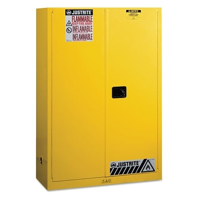 Sure-Grip EX Flammable Safety Cabinet, Manual-Closing, 45 gal, Yellow, 65 in H, 2 Doors