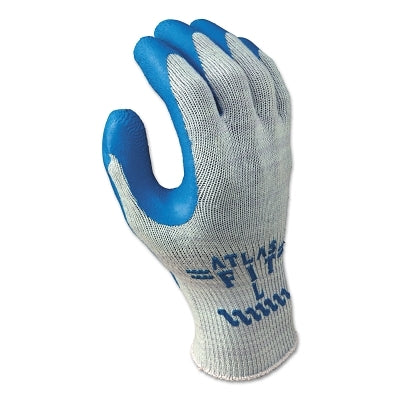 ATLAS 300 Latex Coated Fingertips/Palm Gloves, Small, Blue/Gray
