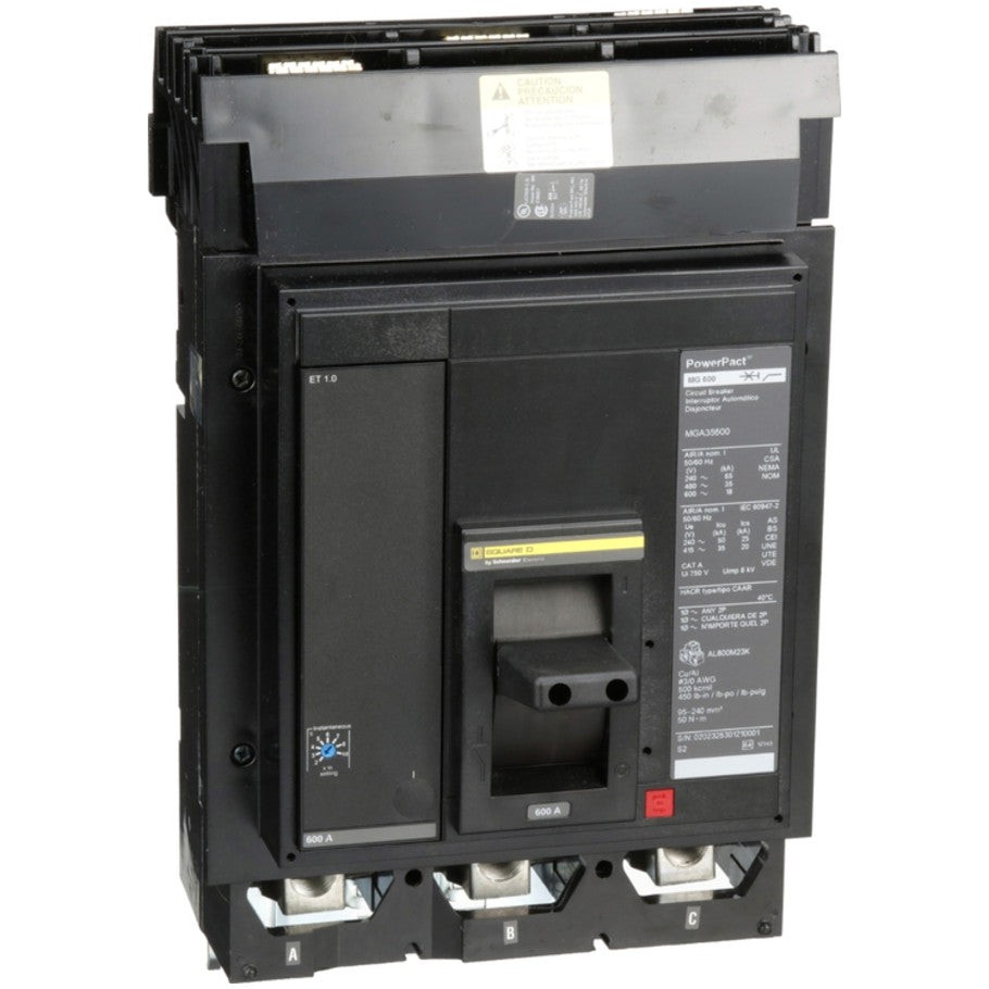 PowerPact Molded Case Circuit Breaker, M-Frame, Thermal Magnetic, 600A, 600 Vac 50/60 Hz, 3-Pole, 18kA