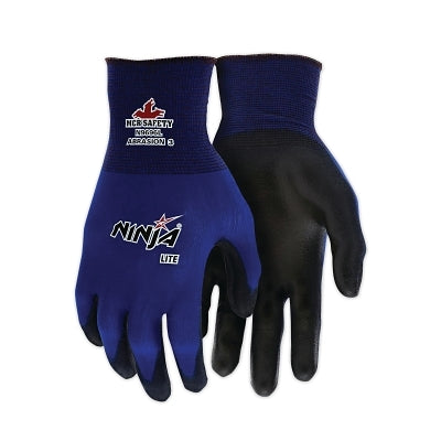 Ninja Lite N9696 18-ga Nylon PU Coated Gloves, Medium, Black/Blue