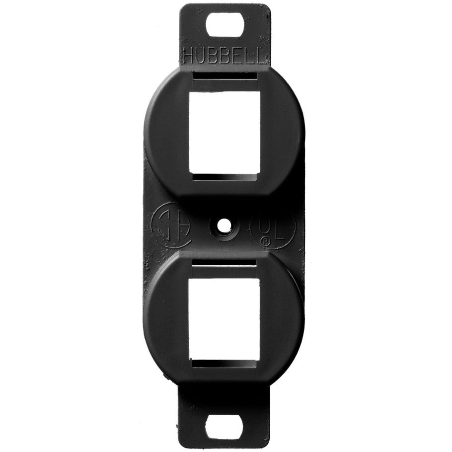 Hubbell Outlet Frame Duplex 106, Flush Mount, 2-Port, Black