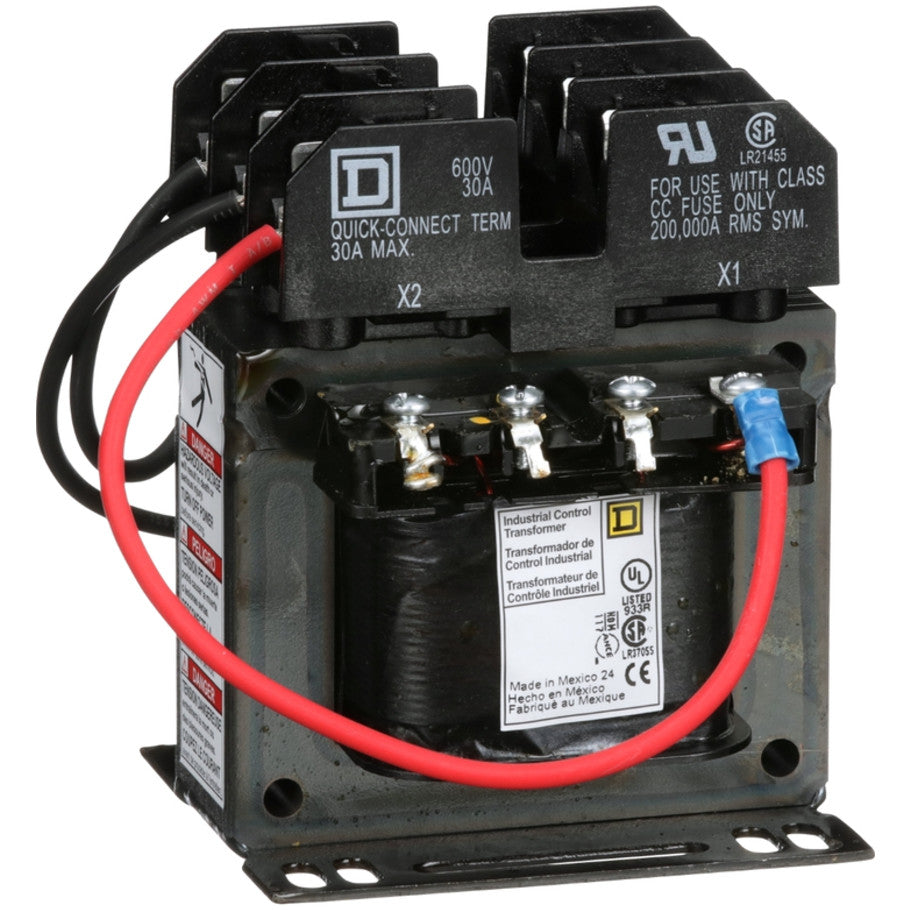 Type TF Industrial Control Transformer, 1-Phase, 120/240 Vac Primary, 24 Vac Secondary, 100VA