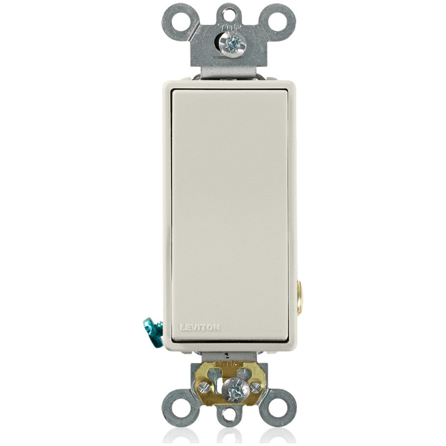 Commercial Spec Grade Decora Plus Rocker AC Quiet Switch, 1-Pole, 20A, 120/277V, Self-Grounding, Lt Almond